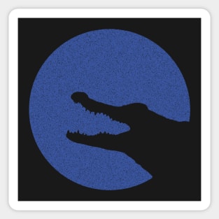 Minimalist Distressed Blue Alligator Moon Sticker